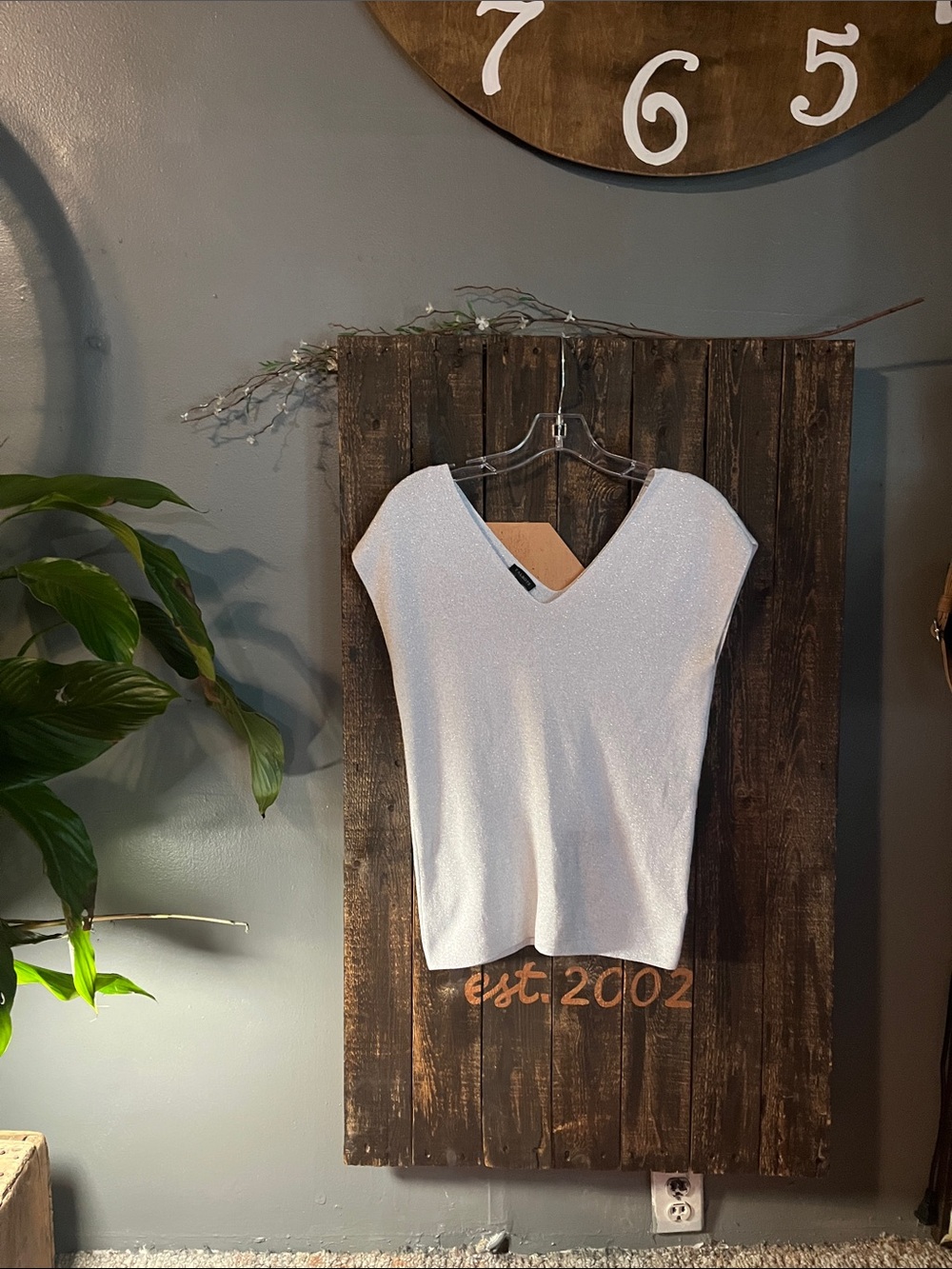 Talbots Shimmery White V-Neck Sleeveless Tank